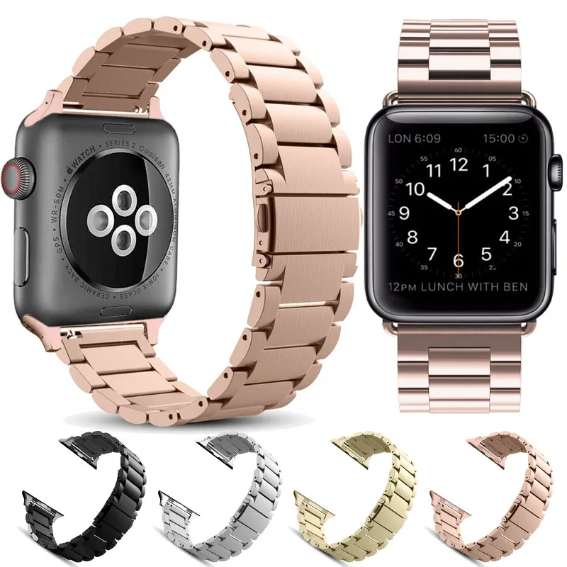 Спортивный ремешок для наручных часов Apple Watch серии 3/2/1 38 мм 42 мм Нержавеющая сталь металлический ремешок для наручных часов iwatch серии 4 40 мм 44 мм