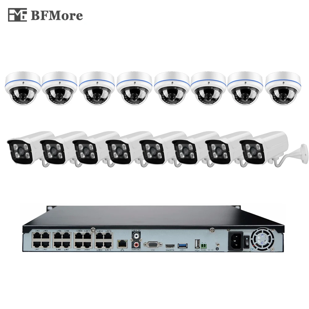 BFMore 16CH 1080P 48В POE NVR комплект 2.0MP CCTV система 16 шт IP камера Onvif P2P для