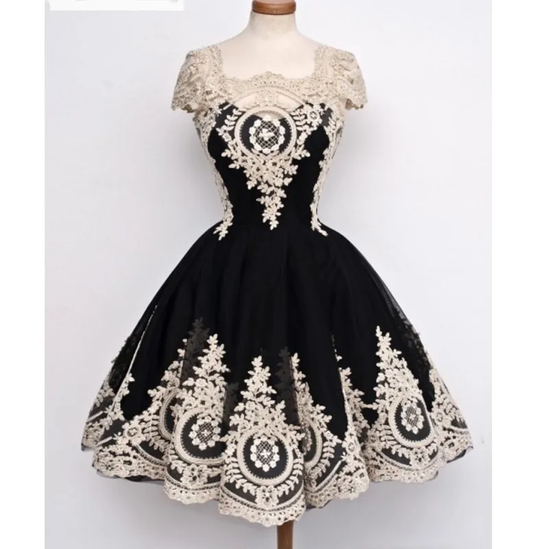 

Robe de cocktail New Arrival Real Images Elegant Cap Sleeves Lace Short Prom Gowns 2019 Homecoming Dresses