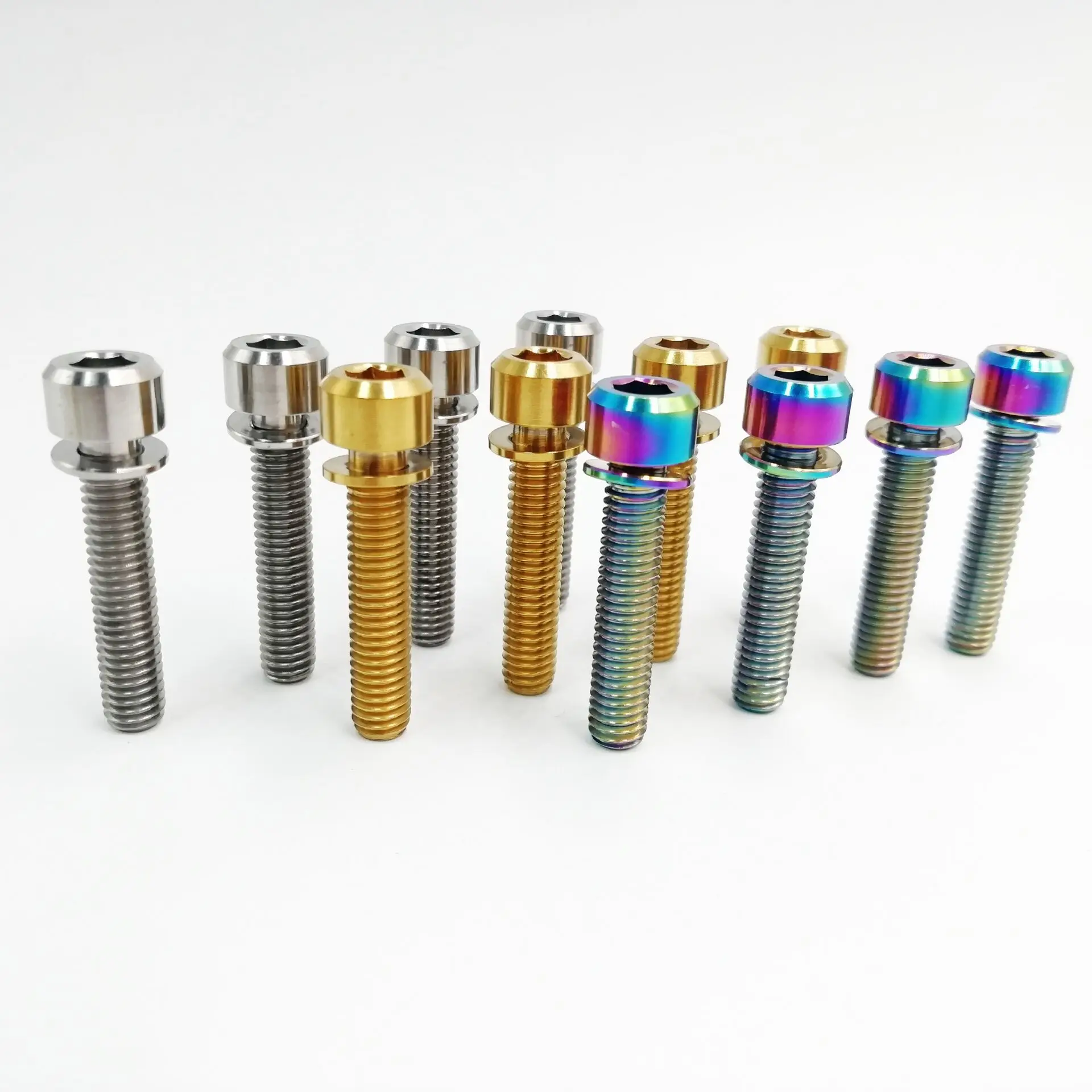 4pcs/lot Colorful M6x30mm Titanium Ti Bolt Stigma Head Hex Allen Socket Screw Bicycle Screws for Headset with washer | Обустройство