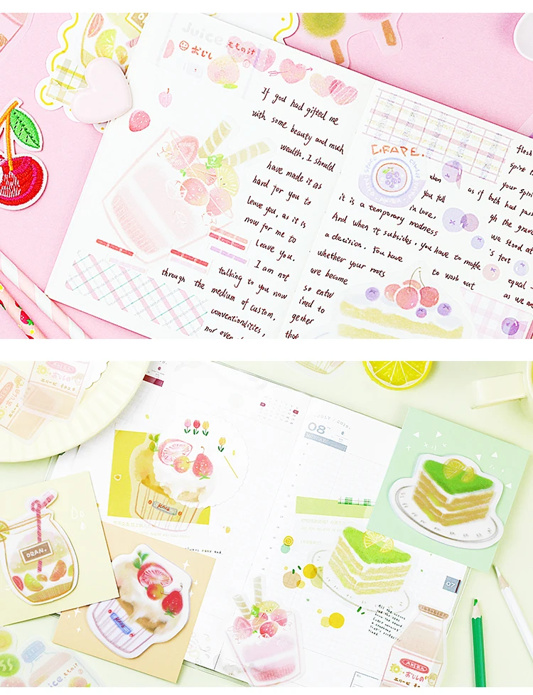 Креативные Memopad японские десерты еда напитки канцелярские принадлежности Kawaii Стикеры для планирования наклейки записная книжка украшения офиса