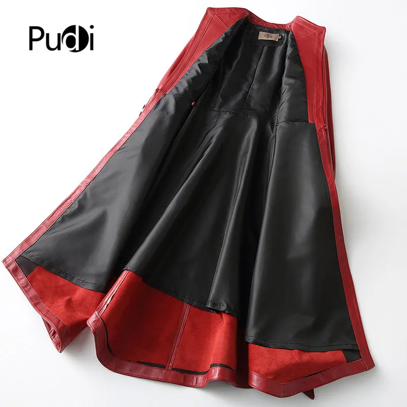 PUDI A22291-6, новинка, Женское пальто из натуральной овечьей кожи, женское платье, стильная куртка с поясом, Осеннее/зимнее пальто