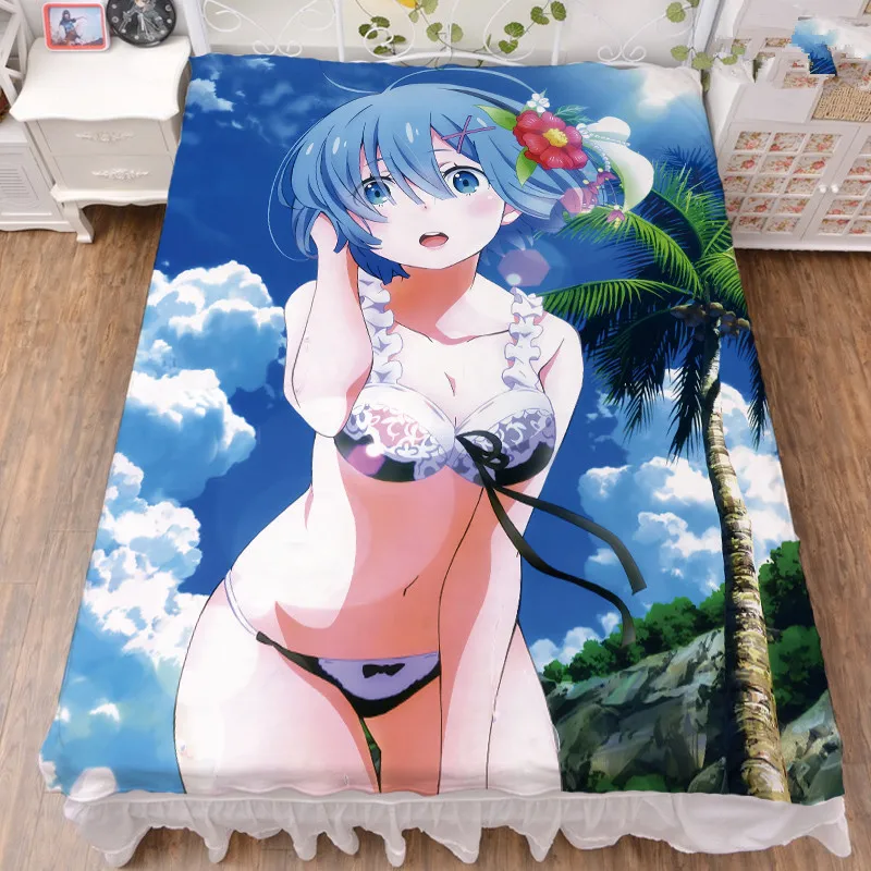 Аниме Re Zero kara Hajimeru Isekai Seikatsu сексуальные девушки персонажи Rem простыня молочное волокно и фланель одеяло летнее одеяло 150x200
