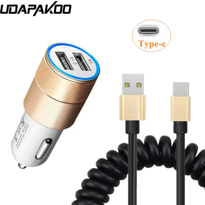 Type C USB или Dual usb 2.1A металлическое быстрое автомобильное зарядное устройство для