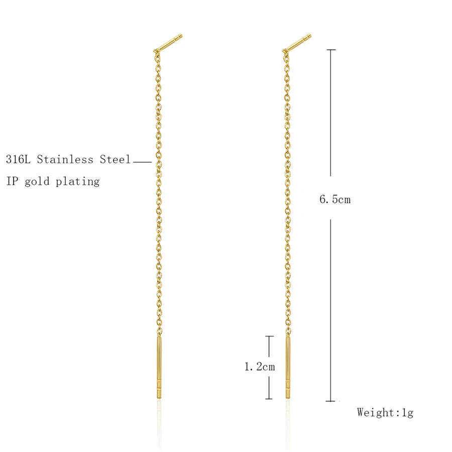 Женские серьги-пусеты Martick серьги золотого цвета с цепочкой из проволоки