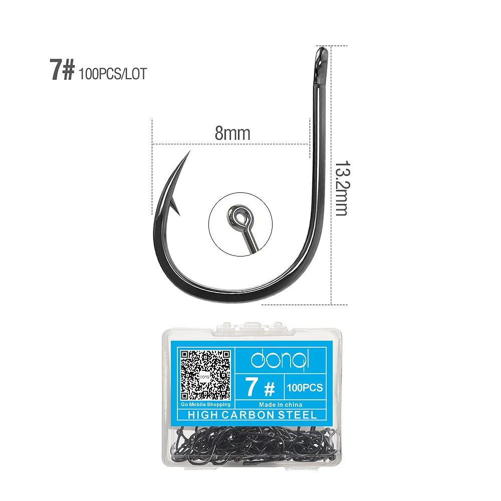 DONQL 100pcs/Box High Carbon Steel Fishing hooks Carp Fishing Jig Head for Fly fishing Accessories Barbed jig hook 3#- 12 - Цвет: 7