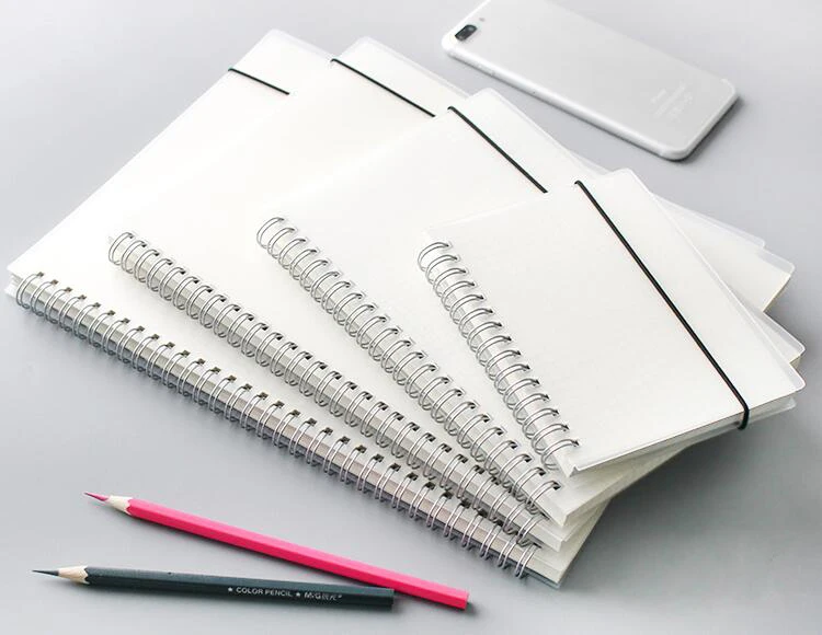 small rings coil transparent Hardbound Sketch Book plastic sketch pads with check dots blank paper | Канцтовары для офиса и