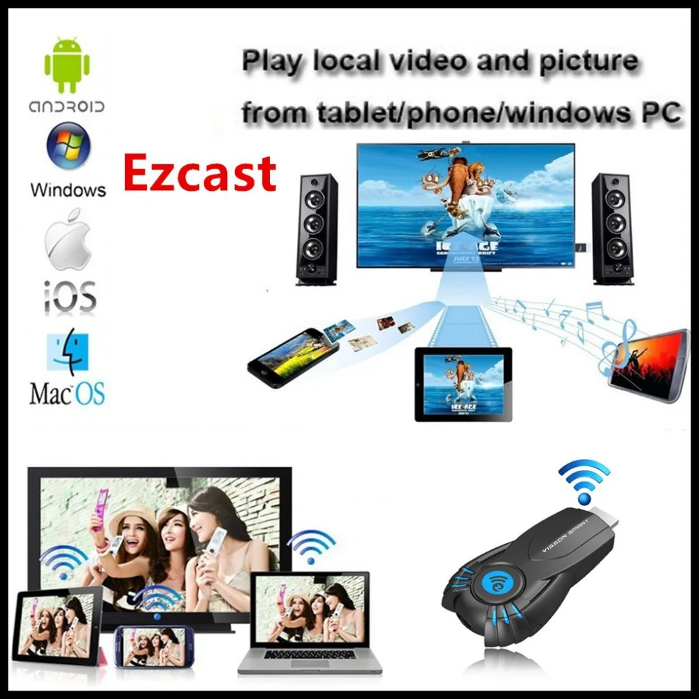 Vensmile V5II Лучше Смарт TV Stick Ezcast Miracast Dongle DLNA Airplay Mirrorop Для IOS Android ОС Windows лучше чем android