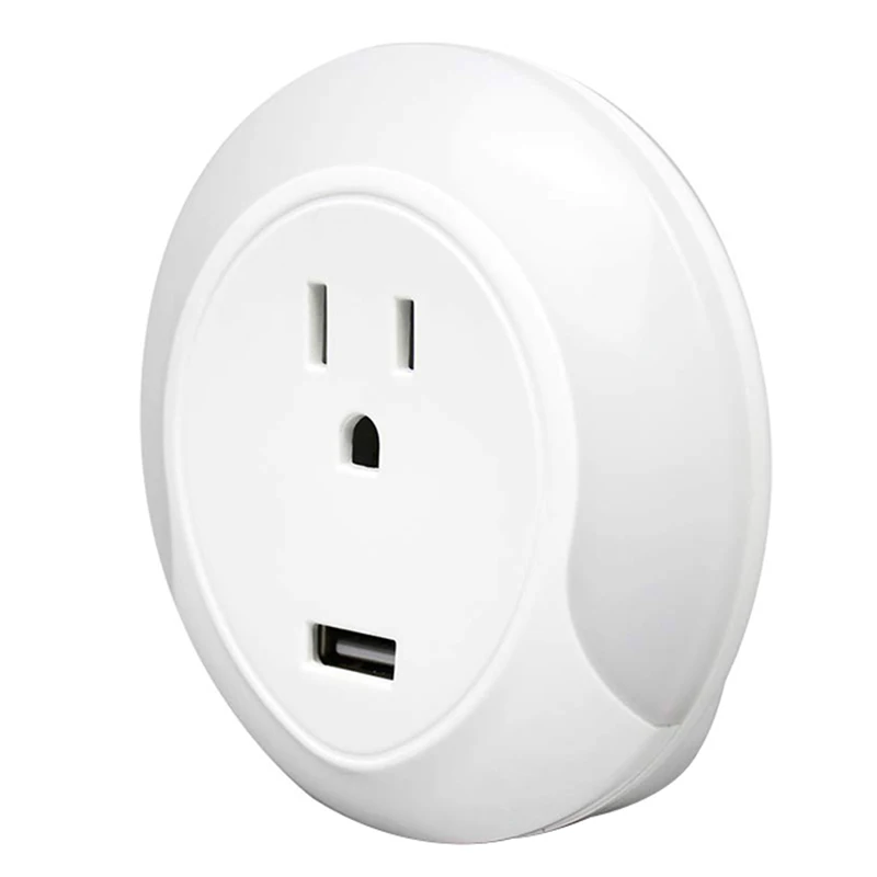 Светодиодный ночник Smart Wifi Socker с 5V Usb зарядным портом работает для Alexa Google Assistant Us
