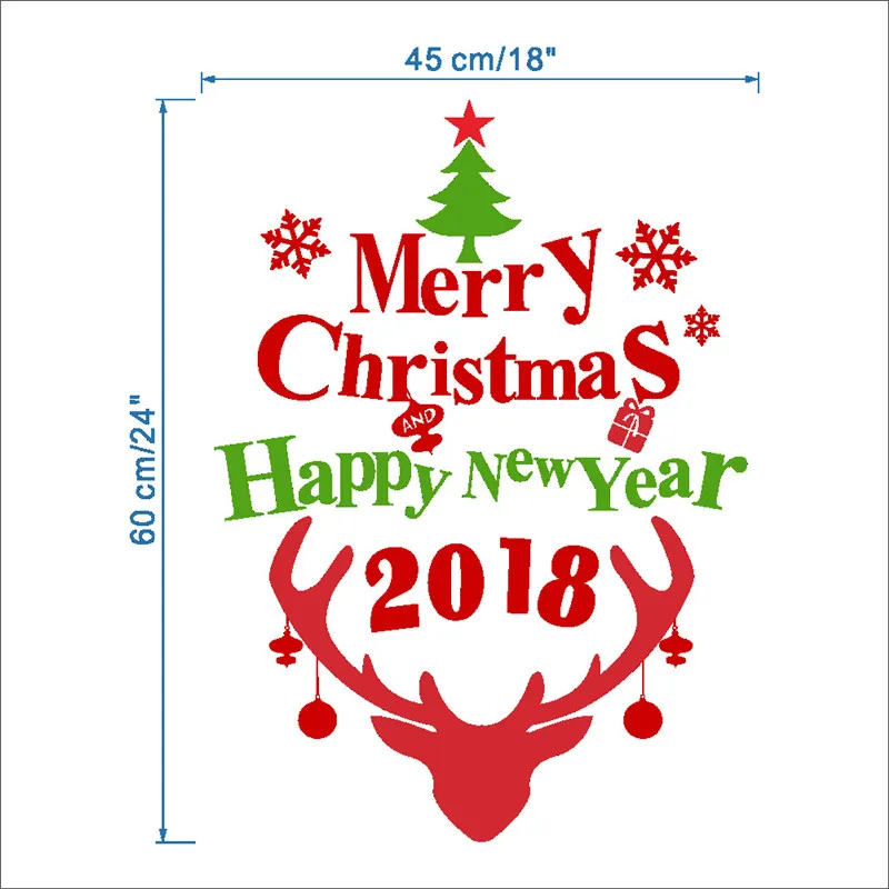 Merry Christmas Tree Quotes Snowflakes Wall Stickers For Store Home Decoration Vinyl Decals Diy Xmas Festival Mural Art | Дом и сад
