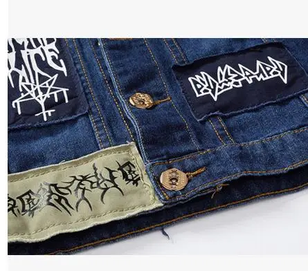 Мужской ковбойский жилет однобортный с отложным воротником джинсовый модель K94