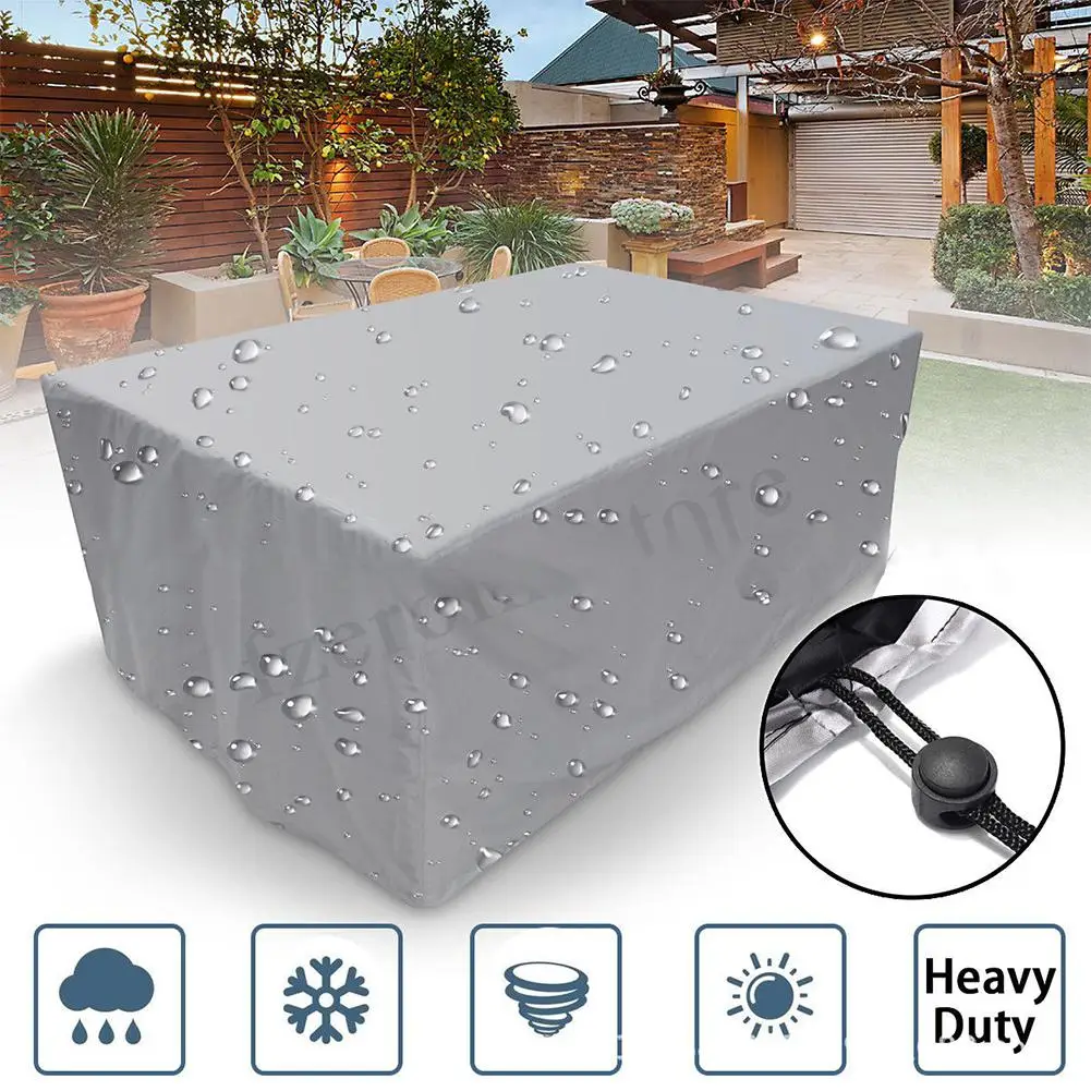 Waterproof Garden Patio Dust Cover for Outdoor Furniture Rattan Table Cube Seat Table Chair Dust Proof Cover Beach Protector