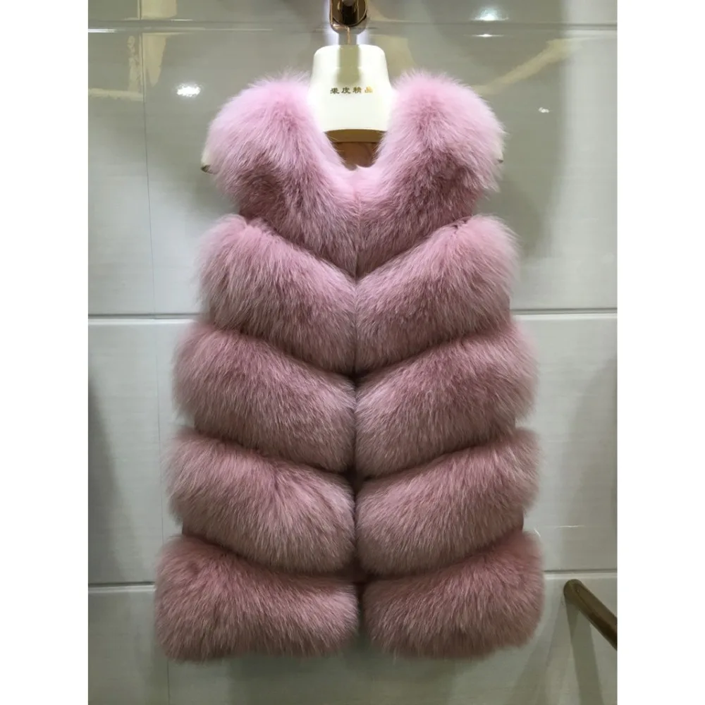 100% из натурального меха лисы Жилет зимняя высокого качества женская меховая
