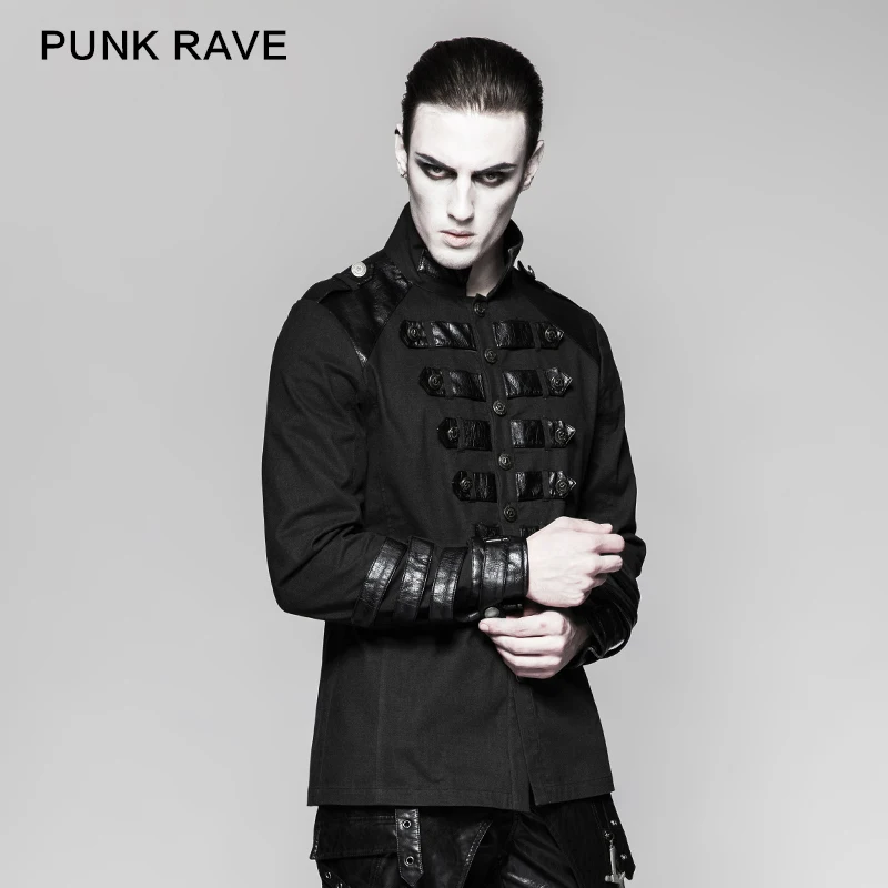 Мужская Тяжелая рубашка в стиле Панк Rave черная военная форма из искусственной
