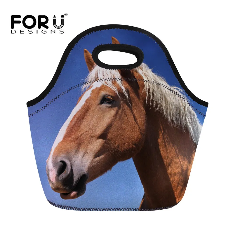 FORUDESIGNS/модные Портативный утепленная лошадь сумка для обедов с принтом