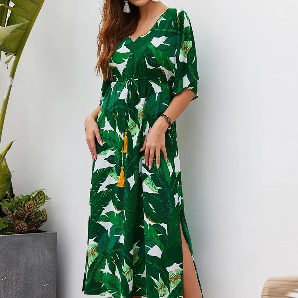 Женское модное летнее платье женское сексуальное пляжное с v образным вырезом и