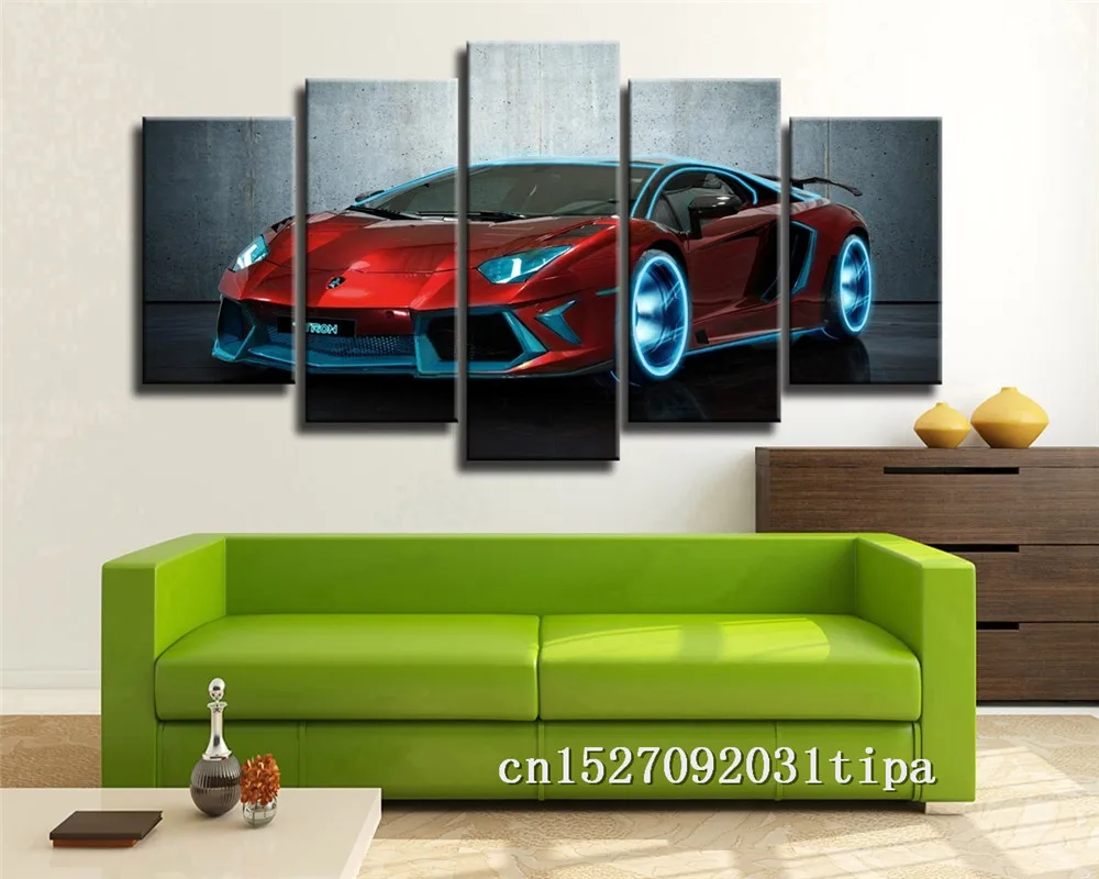 Lamborghini автомобиля 5 Панель Абстрактная живопись украшение на стену маслом постер