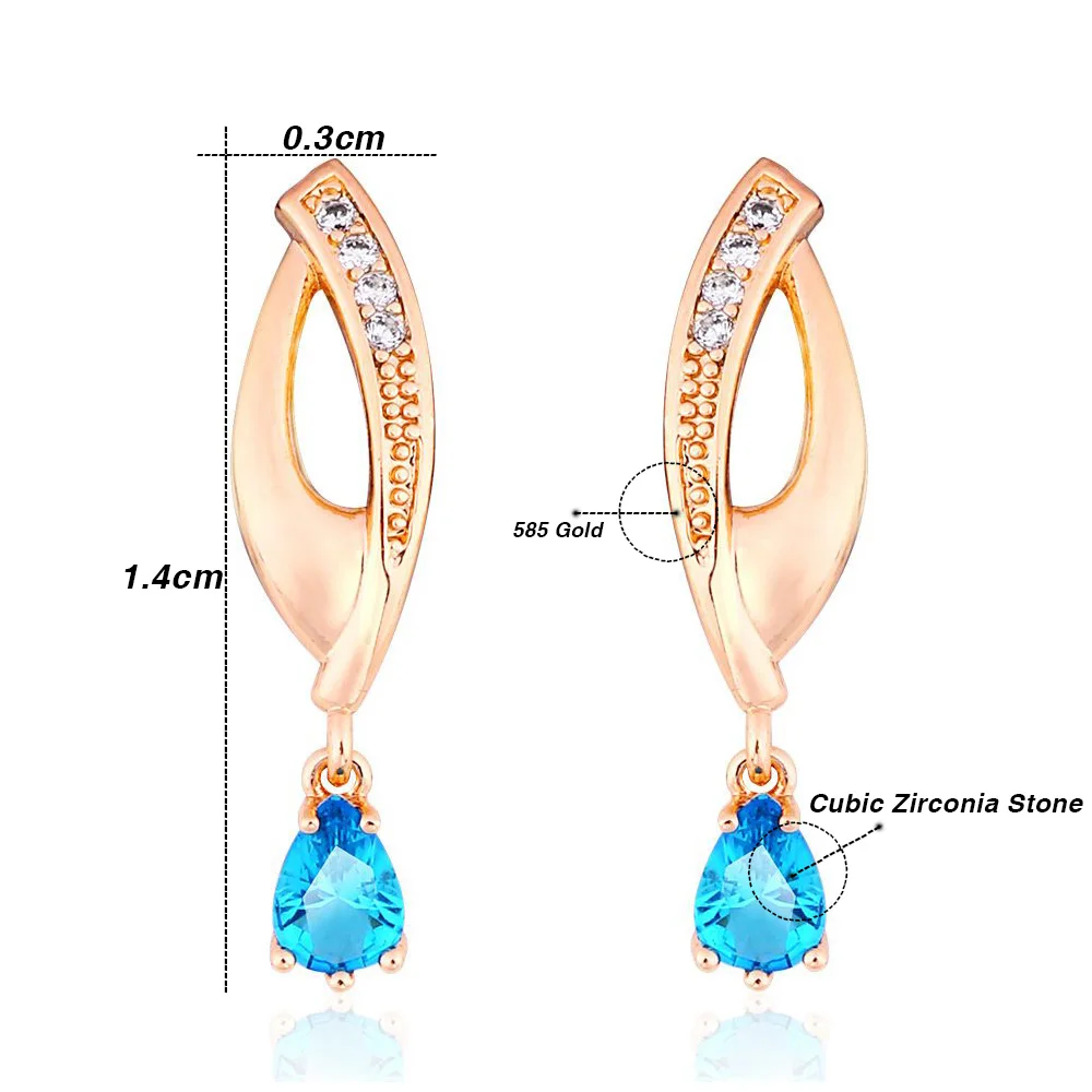 OCESRIO циркониевые золотые 585 серьги с камнями фианиты капли для женщин Модные