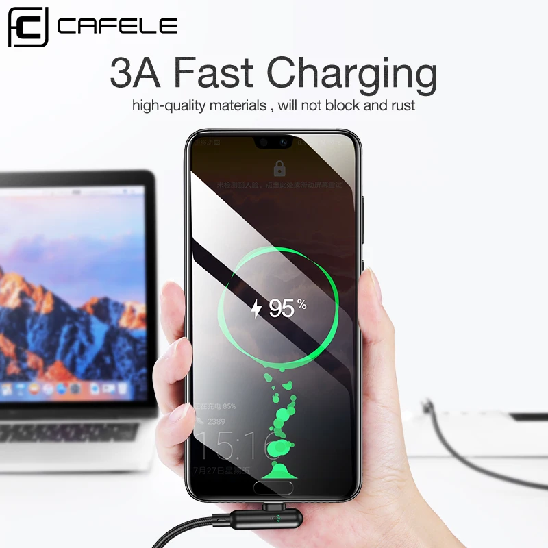 Кабель USB Type-C для Huawei кабель быстрой зарядки и передачи данных со светодиодным