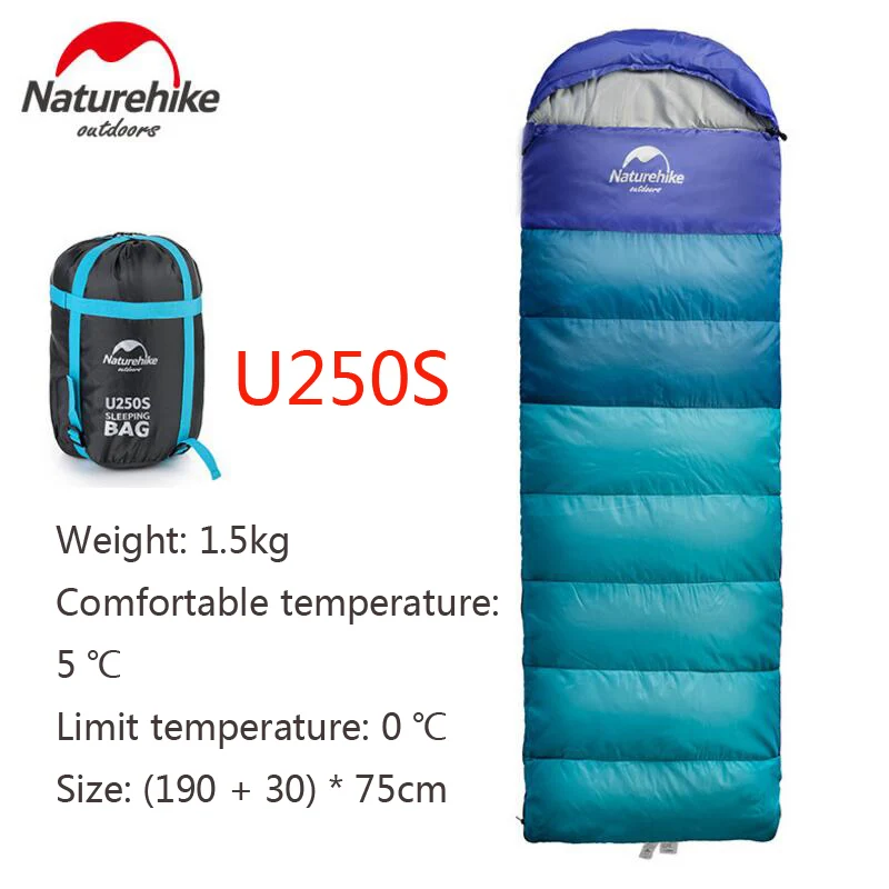 Naturehike спальный мешок легкий портативный комфорт спальные мешки с компрессионный мешок отлично подходит для весны и осени путешествия Кемпинг - Цвет: U250S BLUE