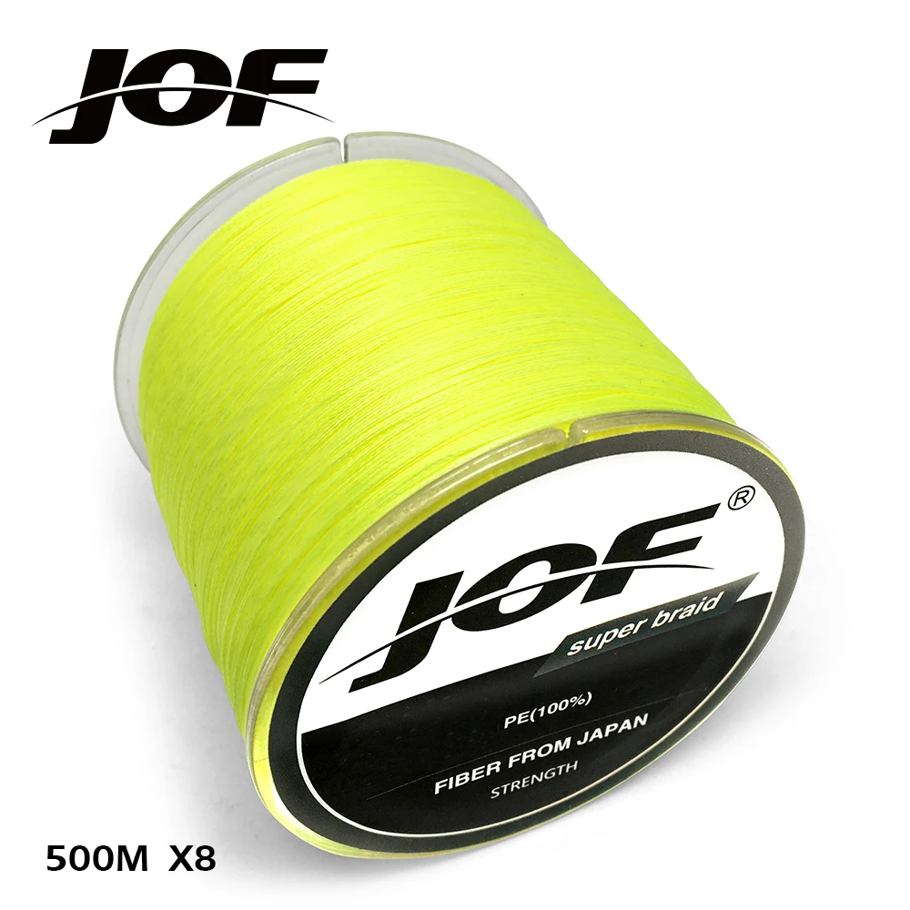 JOF плетеная рыболовная леска 8 нитей желтый 100 м 150 300 500 1000 Шнур linha multifilamento