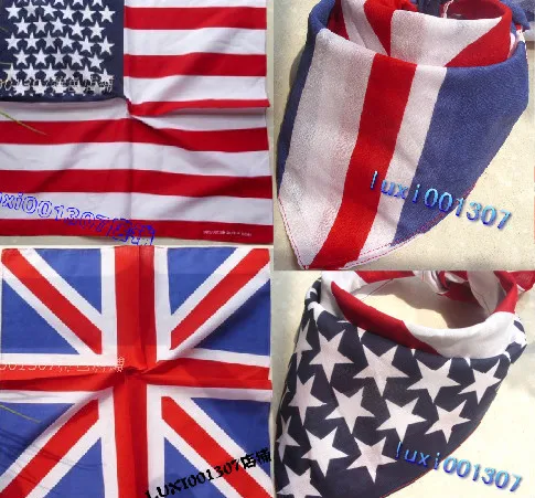 10Pcs Hot Selling UK Union & America  Jack flag bandana Head Wrap Scarf Neck Warmer Double Sided Print Free Shipping