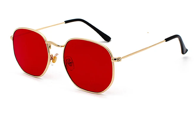 gold with red Kachawoo, винтажные золотые солнцезащитные очки, мужские квадратные металлические оправы, серебристые, коричневые, черные, маленькие солнцезащитные очки, женские, унисекс, Летний стиль - Цвет линз: gold with red
