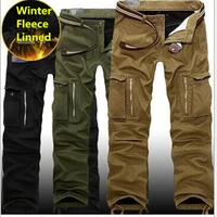 29 40 plus size men cargo pants winter thick warm pants full length multi pocket casual military baggy tactical trousers