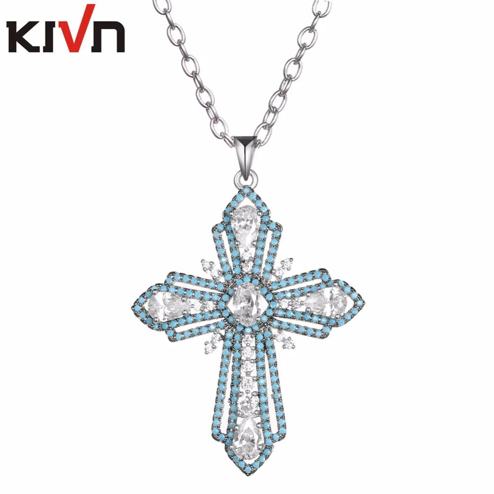 Модные ювелирные украшения KIVN сверкающее Королевское синее ПАВЕ фианиты женские
