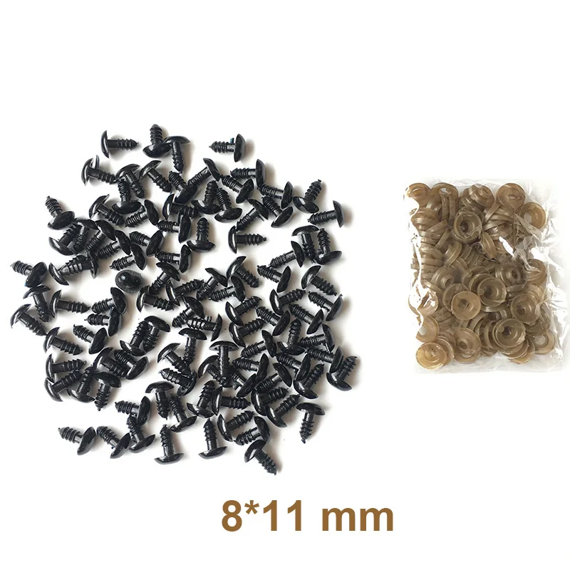 8x11 mm 100 шт./пакет DIY с бесплатной доставкой черная овальные Эллипс Продолговатые Кукла Детская безопасность нос глаза для плюшевый медведь мягкие игрушки оснастки животных с шайбы-пробки - Цвет: 8x11 mm
