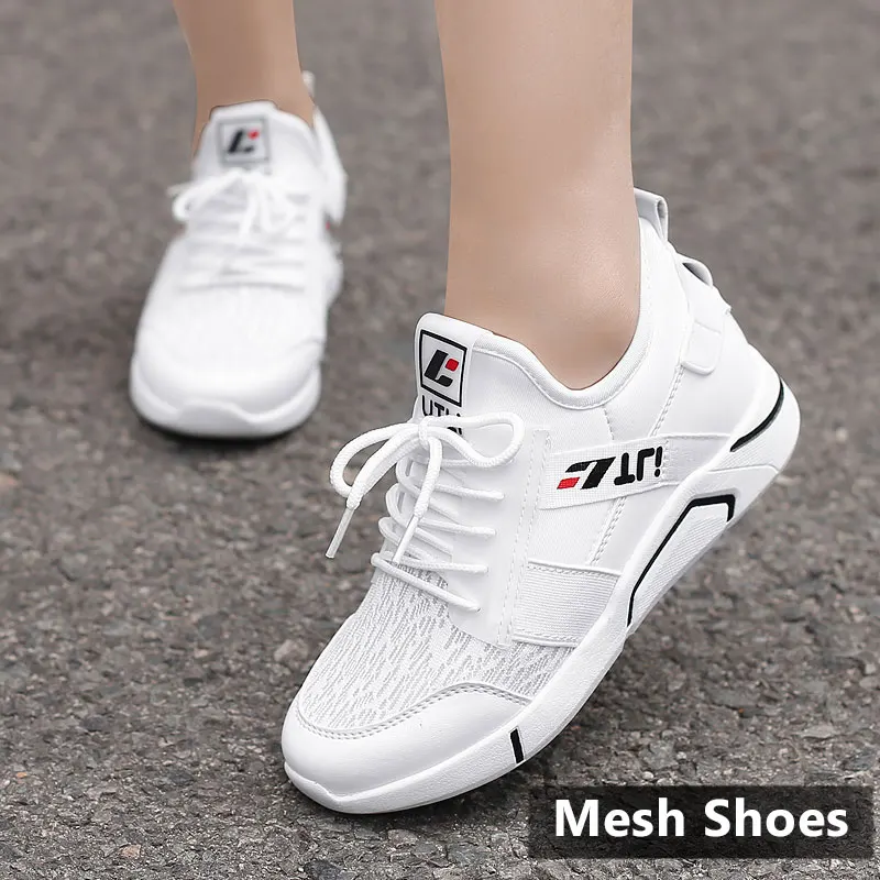 White Mesh MWY/Женская обувь на плоской подошве; Zapatilla De Mujer; Повседневная обувь без застежки; дышащие кроссовки на платформе; женская обувь; прогулочная женская обувь - Цвет: White Mesh