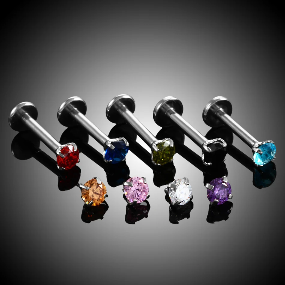 Набор сережек из нержавеющей стали 9 шт./лот круглые циркониевые кольца для губ