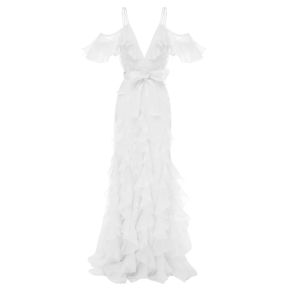 Вечернее платье 2019 модное на бретельках с открытой спиной и v-образным вырезом