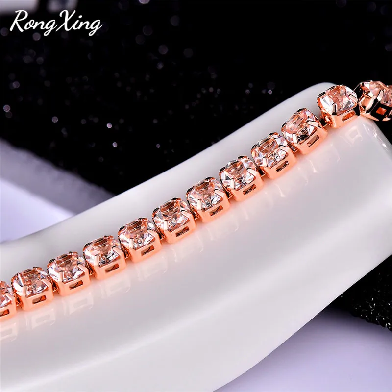 RongXing Однорядный маленький круглый белый кристалл Циркон горный хрусталь