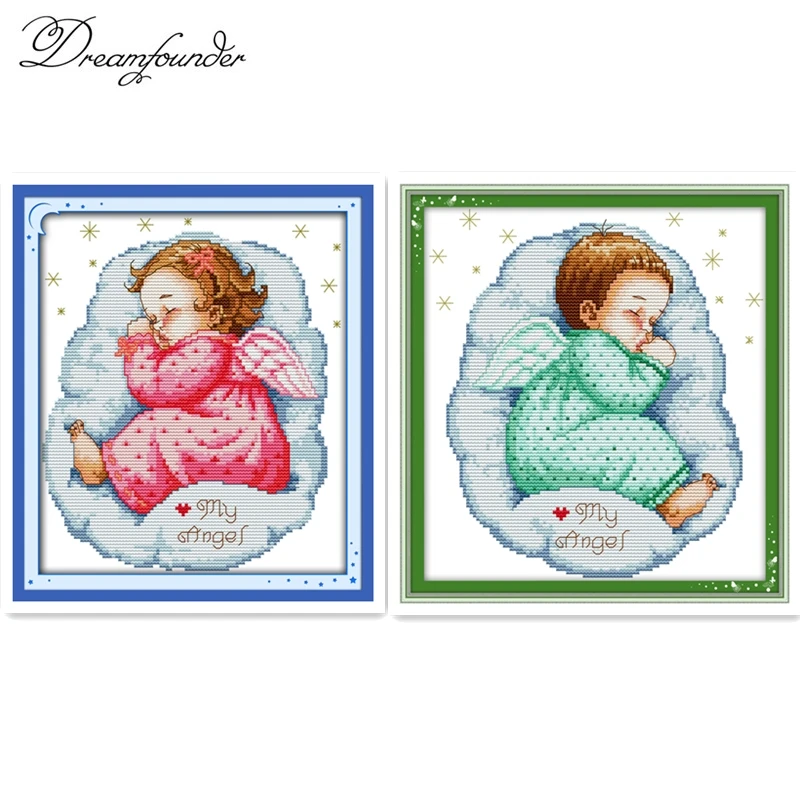 

A sleep angel baby cross stitch kits people 14ct 11ct embroidery sewing patterns kit DIY handmade needlework decor plus