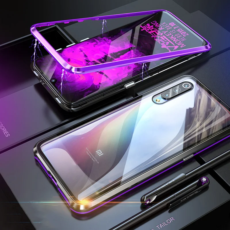 Роскошный чехол из закаленного стекла для Xiaomi 9 SE Mi9 прозрачная металлическая рамка Магнитная Xaiomi 9 SE крышка адсорбционная защита Capinha