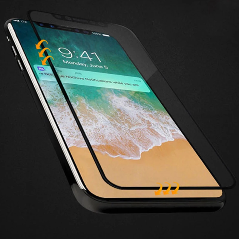 3D Премиум Закаленное Стекло Для iPhone x 5,8 дюймовый чехол Полный Ковер Протектор Экрана xr xs max стеклянная пленка на iphon.