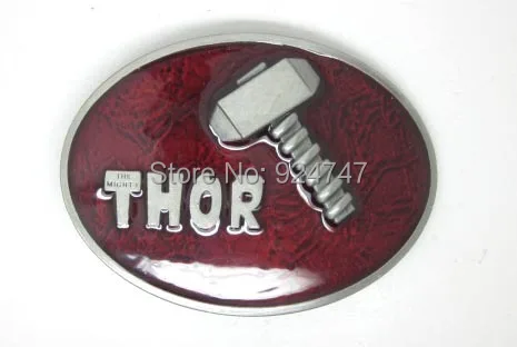 

Oval Thor and Hammer The Dark World Movie Red Finished Belt Buckle
