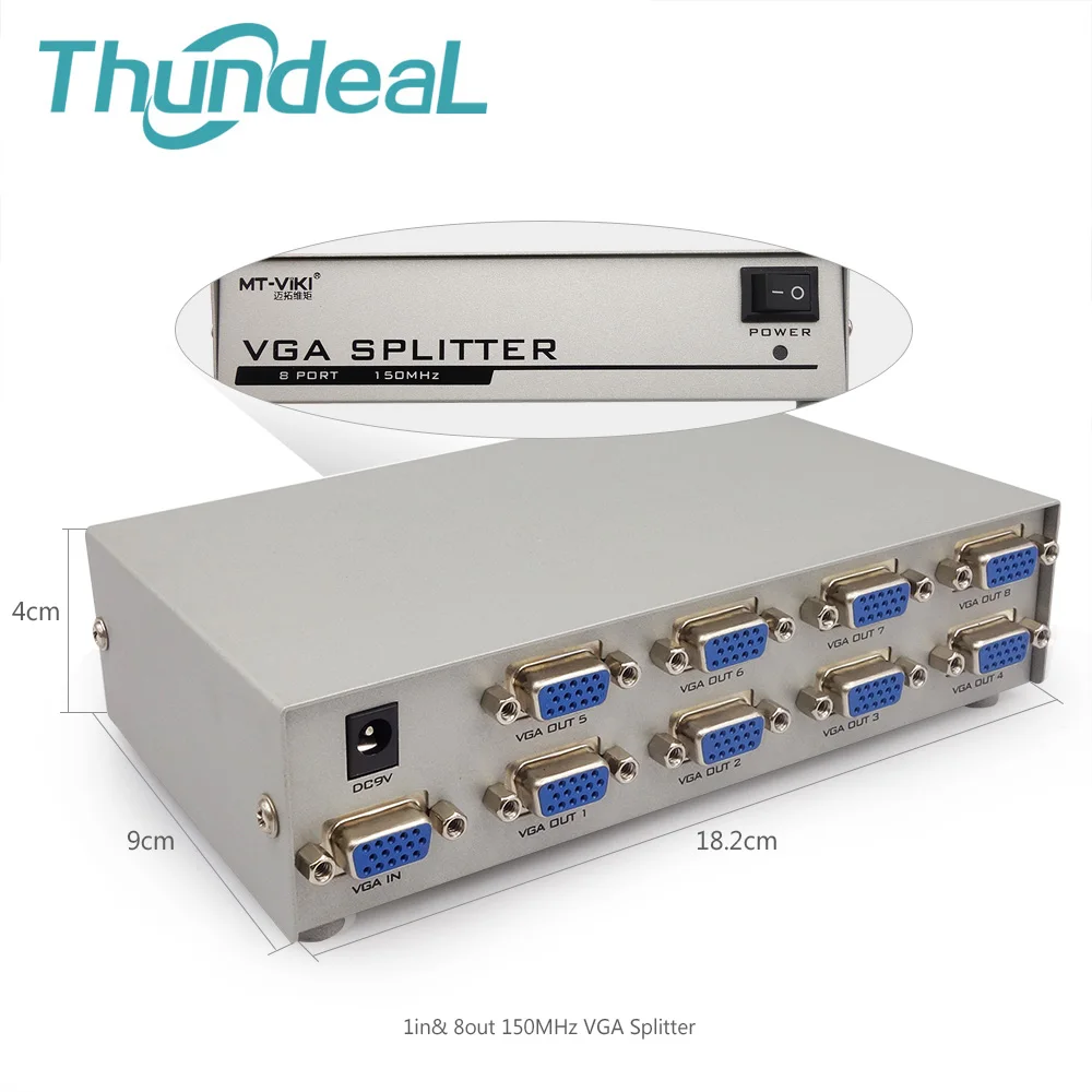 Thundeal VGA Splitter Box монитор 150 мГц 1 в 2/4/8 из Усилитель Extender конвертер XGA svga UXGA Smart решение