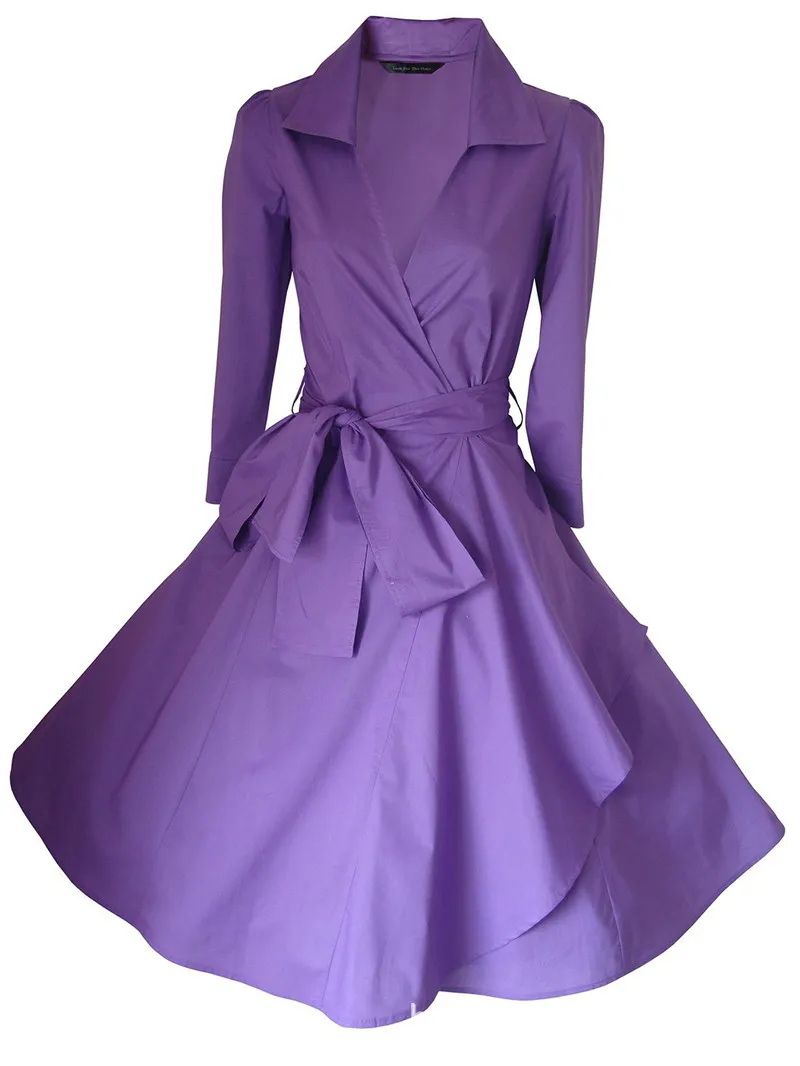 Хепберн стиль ретро сплошной цвет темперамент тонкий пояс плащ для женщин