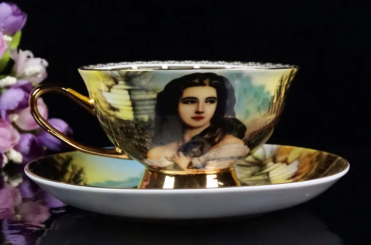 Retro Palace European bone china coffee cup saucer high-grade British ceramic cup afternoon tea mug saucer set Queen's Cup CL092