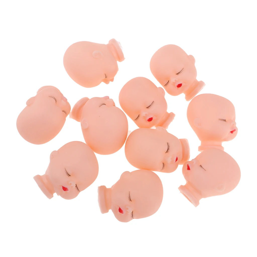 10pcs Lovely Sleeping Baby Head Mold For Mini Keychain Doll Making Accessory Applicable for  5inch mini baby doll custom use