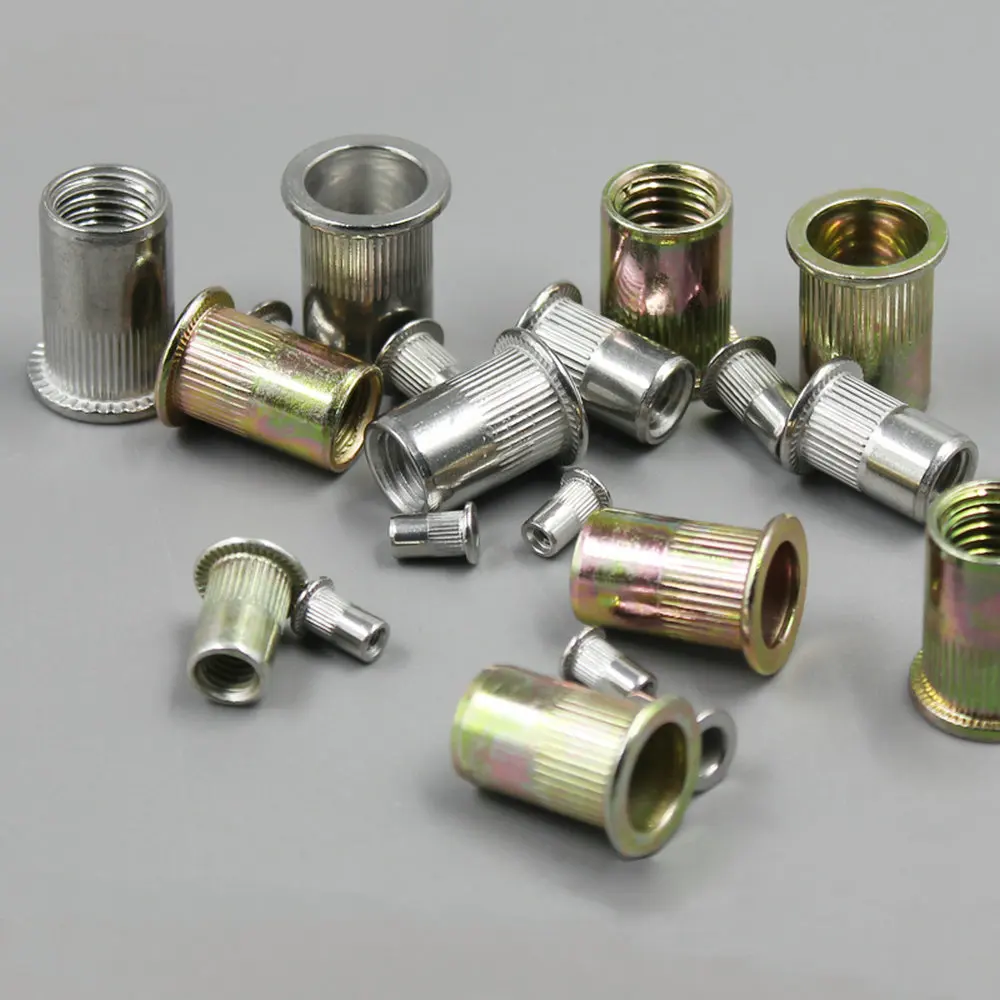 30Pcs Zinc Plated Carbon Steel Knurled Nuts Rivet Nut Flat Head Threaded Insert Nutsert Cap | Обустройство дома