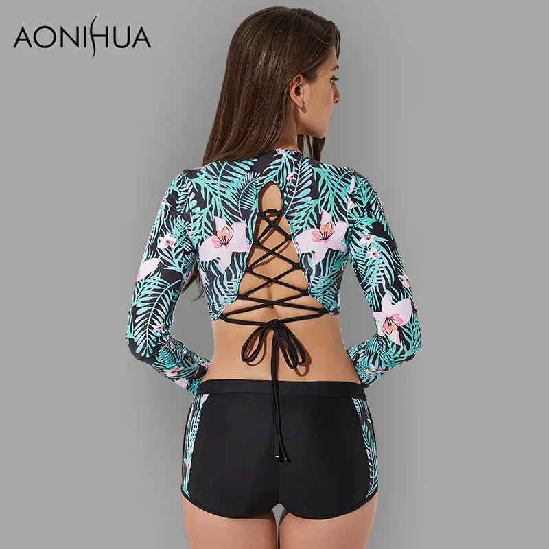 Купальный костюм AONIHUA из двух предметов женская одежда для плавания с длинным