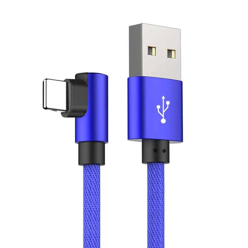 Синий А. С 90 градусов USB кабель для быстрой зарядки для iPhone X XR XS MAX 5 5S SE 6 S 6 S 7 8 Plus iPad Телефон длинный шнур зарядки 1 м 2 м 3 м - Цвет: Синий