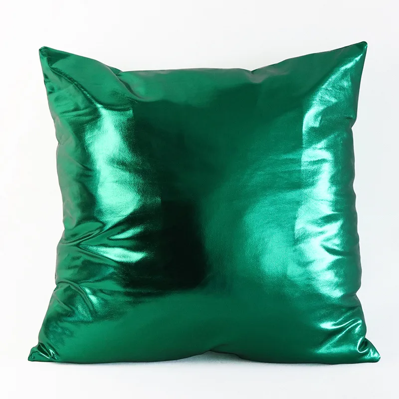 Dark Green 45*45 см, ткань из золотой фольги, искусственная кожа, искусственная квадратная однотонная Подушка, покрытие из золотой фольги, ткань для дивана, автомобиля, стула, наволочка для подушки, домашний декор - Цвет: Dark Green