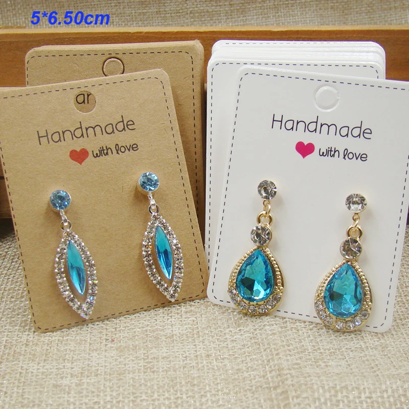 

White /kraft handmade with love paper necklace card 200pcs +pendant display card 200pcs+earring packing card 200pcs per lot