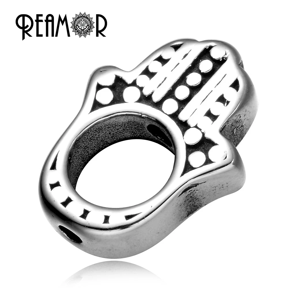 REAMOR из нержавеющей стали Фатима хамса бусины ручной работы бирюзы натуральные