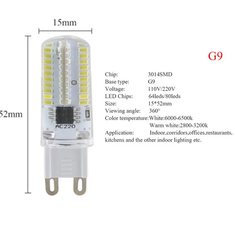 10 шт. G9 led E14 кукурузная лампа 3014SMD AC220V 110В неполярная Светодиодная лампы Droplight