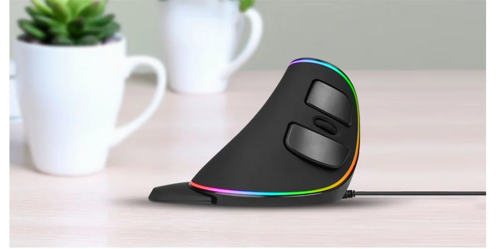 Delux M618Plus RGB эргономичная Вертикальная мышь 6 кнопок 4000 dpi оптическая компьютерная мышь со съемной подставкой для рук для ПК ноутбука